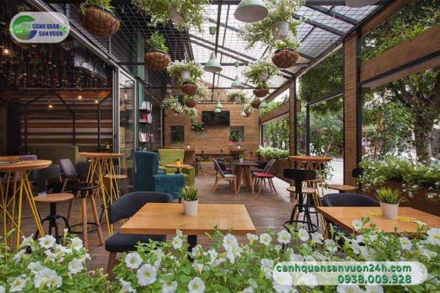Thiết kế sân vườn quán cafe - Cảnh Quan Sân Vườn 24h